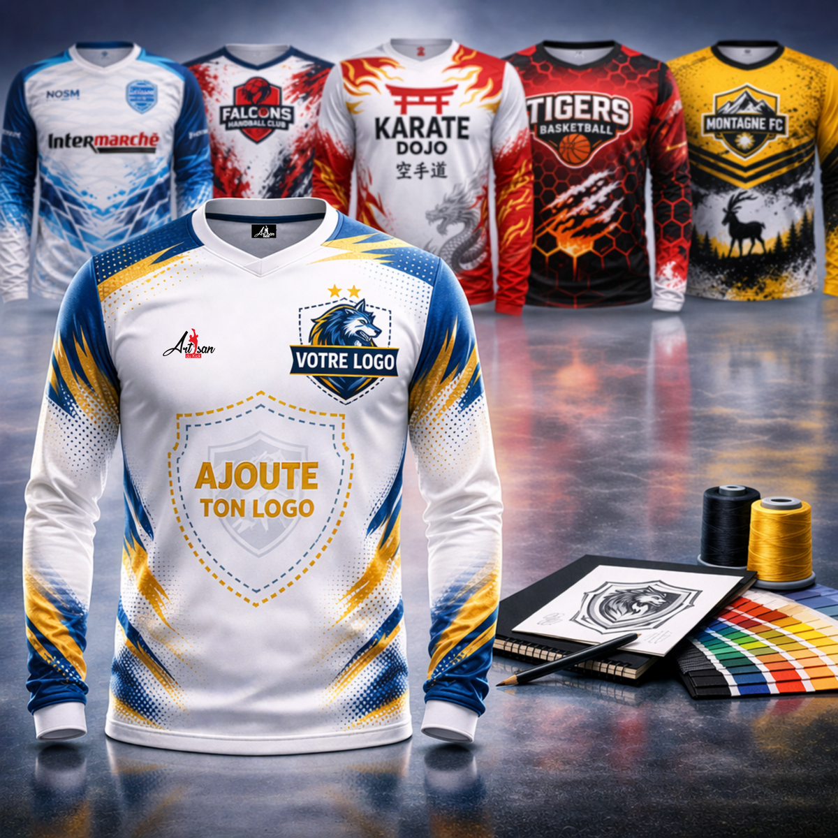 T-shirt manches longues club personnalisé – Design gratuit