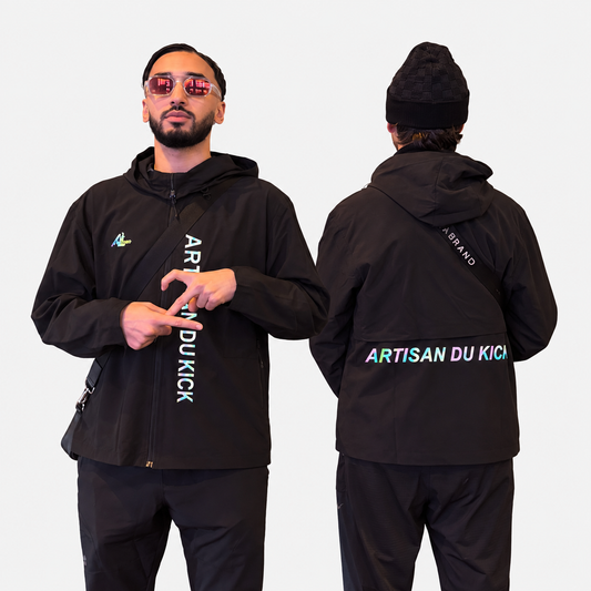 Parka fluo effet réfléchissant au flash — vue principale sur fond gris clair
